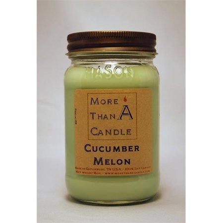 MORE THAN A CANDLE More Than A Candle CCM16M 16 oz Mason Jar Soy Candle; Cucumber Melon CCM16M